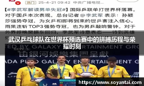 武汉乒乓球队在世界杯预选赛中的拼搏历程与荣耀时刻